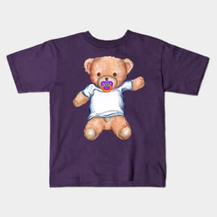 Baby Teddy Bear Toy with Pacifier Kids T-Shirt